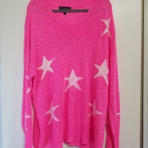 NWOT Hot Pink Star Sweater